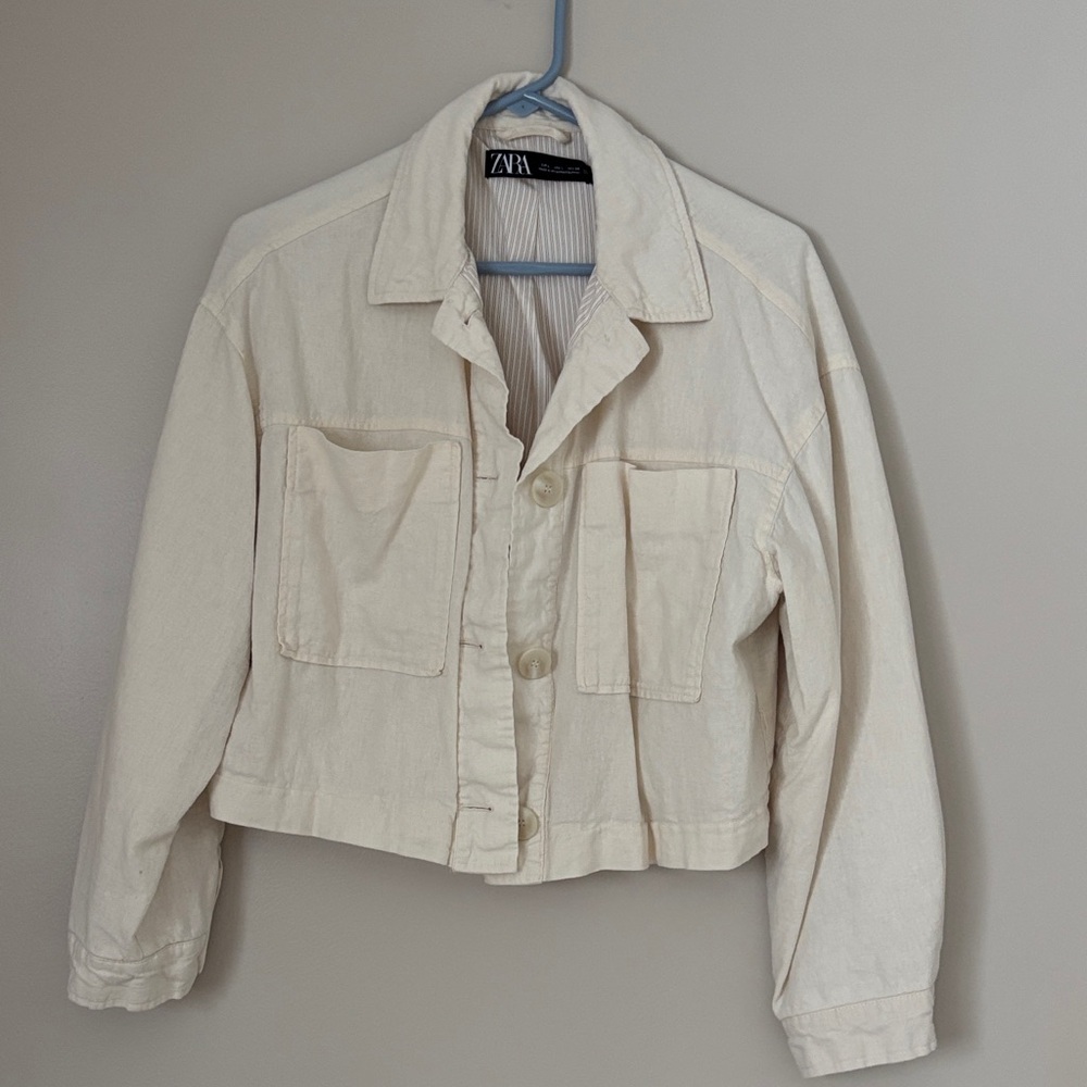 Zara Women's Cream Jean Jacket